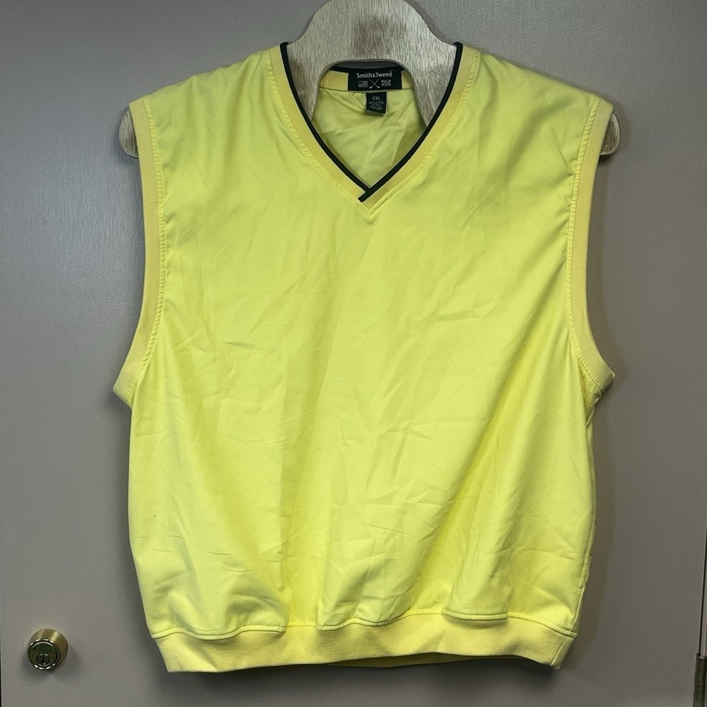 Smith and Tweed Sweater Vest Men's XXL Yellow White V-Neck Pre-Owed